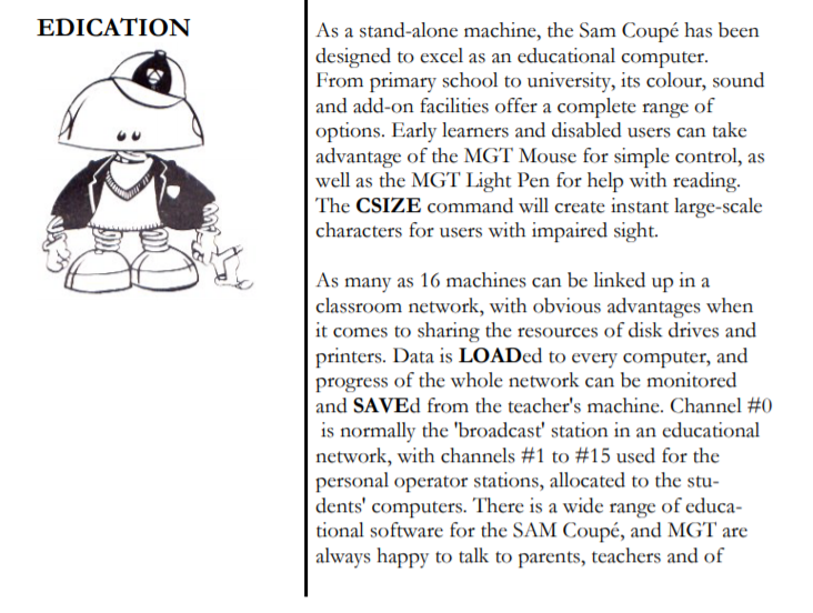 Sam Coupe, educational networks