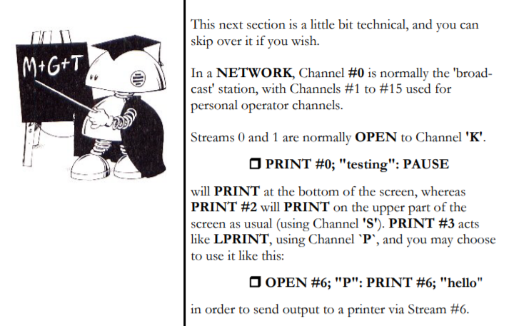 Sam Coupe, reading/writing streams